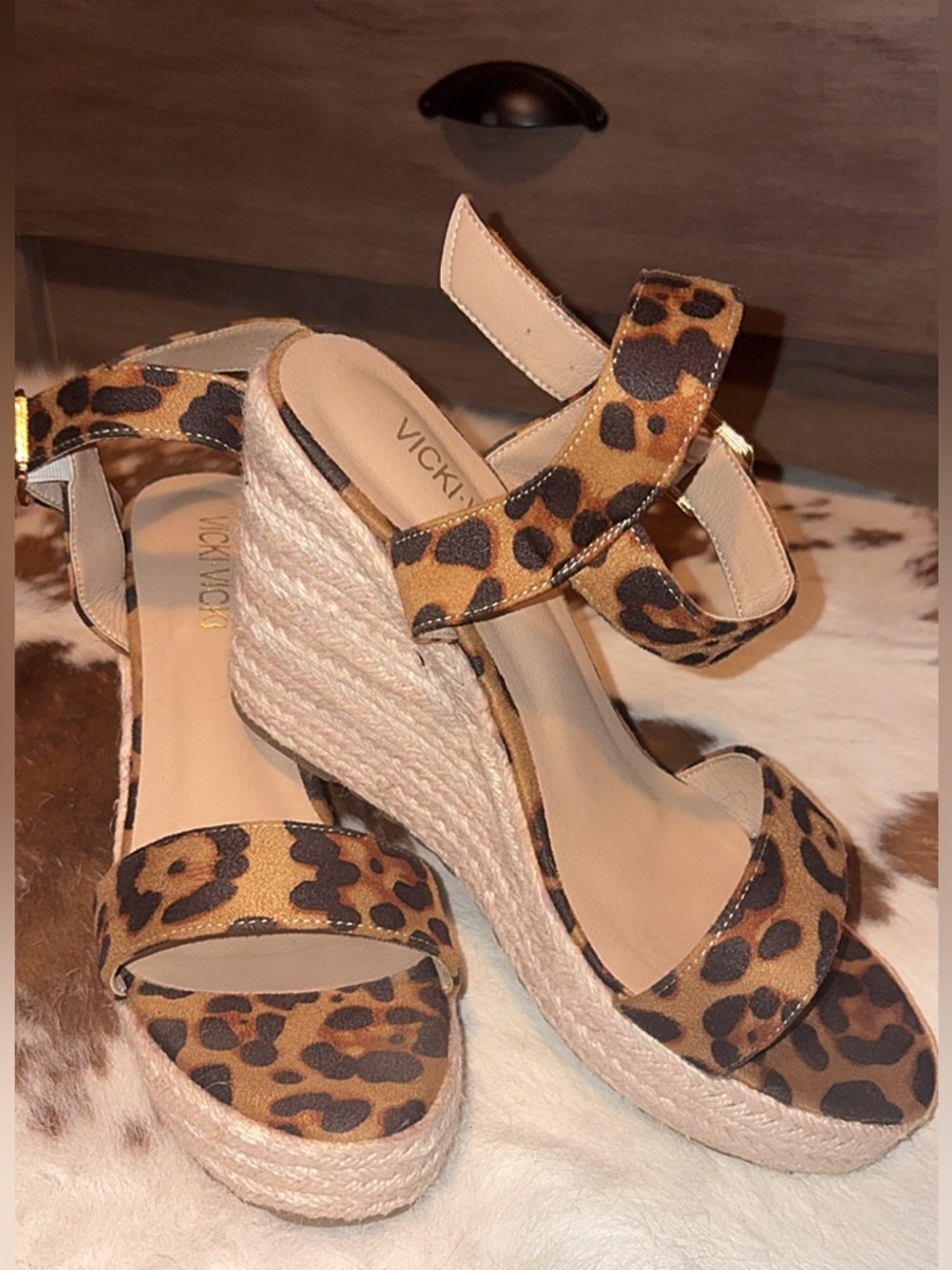 Leopard Print Espadrille Wedge Sandals Size 10 (Approx) Vicki Vicki